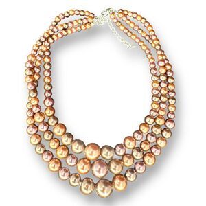 Three Strands Graduated Imitation Pearl Necklace 16-19"